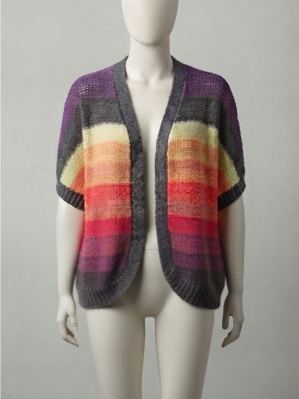 Multicolor Striped Open-Front Women’s Sweater Cardigan